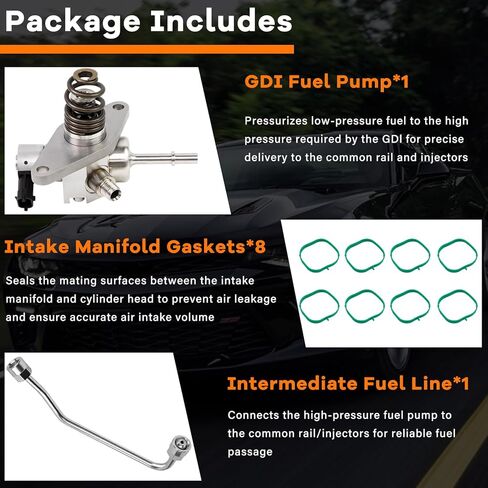 GDI High Pressure Fuel Pump Kit 12697966 Compatible with 2014-2020 Chevy Tahoe Silverado Suburban Express GMC Sierra Yukon Cadillac W/ 12677004 Intermediate Fuel Pipe& 12626354 Intake Manifold Gaskets in Saudi Arabia