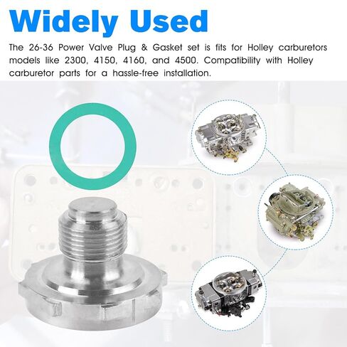 26-36 Power Valve Plug & Gasket Fit for Holley Carburetor Accelerator Power Valve Kit Replacement for Holley Carburetor Model 2300 4150 4160 4500-2 Packs in Kuwait