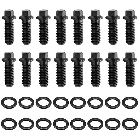 100-1110 1001110 مسامير رأس، 3/8-16 UNC مسدس، فولاذ كروم 8 درجات، لمسة نهائية من أكسيد الأسود، للسيارات والتطبيقات الصناعية 16 قطعة in Kuwait