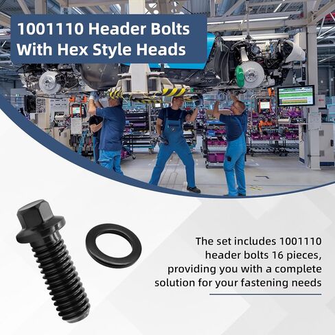 100-1110 1001110 مسامير رأس، 3/8-16 UNC مسدس، فولاذ كروم 8 درجات، لمسة نهائية من أكسيد الأسود، للسيارات والتطبيقات الصناعية 16 قطعة in Kuwait
