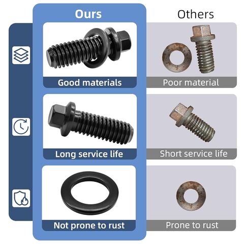 100-1110 1001110 مسامير رأس، 3/8-16 UNC مسدس، فولاذ كروم 8 درجات، لمسة نهائية من أكسيد الأسود، للسيارات والتطبيقات الصناعية 16 قطعة in Kuwait