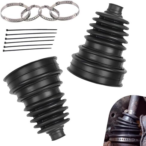 2 PCS Cv Axle Boot Repair Kit, Leak Proof CV Boot with 4 Stainless Steel Clamps & 6 Cable Ties, Dustproof External Ball Cage Repair Bushing, Fits 19mm-24mm Shaft Vehicles (Black) in Kuwait