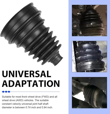 2 PCS Cv Axle Boot Repair Kit, Leak Proof CV Boot with 4 Stainless Steel Clamps & 6 Cable Ties, Dustproof External Ball Cage Repair Bushing, Fits 19mm-24mm Shaft Vehicles (Black) in Kuwait