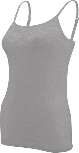 Sexy Basics Women's Basic Camisole Adjustable Spaghetti Strap Semi Sheer Slub Tank Top - 5 Pack in Kuwait
