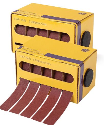 Bates- Emery Cloth Roll, 1" x 20 FT, 4 Grits, 120/180/360/600 Grit, Abrasive Sandpaper Roll of Sandpaper Set with Dispenser, Emery Cloth for Metal, Wood, Polishing in Saudi Arabia