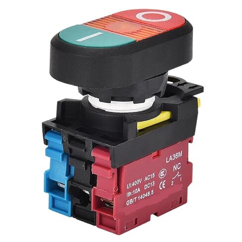 VaneAims 22 مم LA36M مفتاح ضغط مزدوج مع LED، 10A NO NC مفتاح إيقاف التشغيل، 12 فولت 24 فولت 220 فولت، مؤشر أحمر أخضر (بدء التشغيل 110 فولت 1NO1NC) in Kuwait