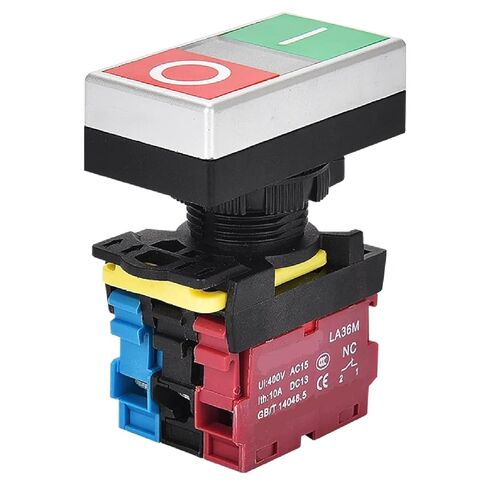 VaneAims 22 مم LA36M مفتاح ضغط مزدوج مع LED، 10A NO NC مفتاح إيقاف التشغيل، 12 فولت 24 فولت 220 فولت، مؤشر أحمر أخضر (بدء التشغيل 110 فولت 1NO1NC) in Kuwait
