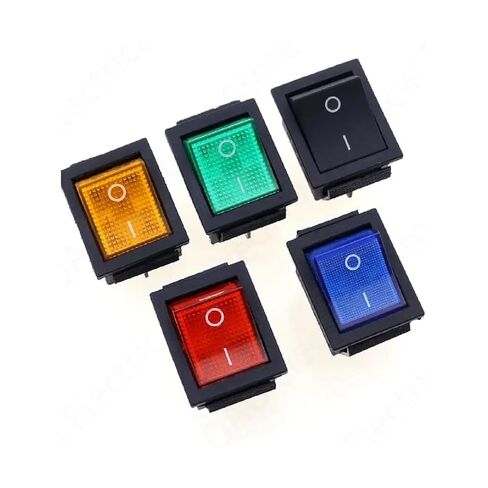 KCD4 مفتاح الروك 4 دبوس ON-Off 2 موضع مع مفتاح طاقة مضيء باللون الأحمر والأزرق، 16A 250VAC 20A 125VAC (أسود) in Kuwait