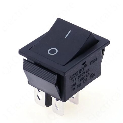 KCD4 مفتاح الروك 4 دبوس ON-Off 2 موضع مع مفتاح طاقة مضيء باللون الأحمر والأزرق، 16A 250VAC 20A 125VAC (أسود) in Kuwait