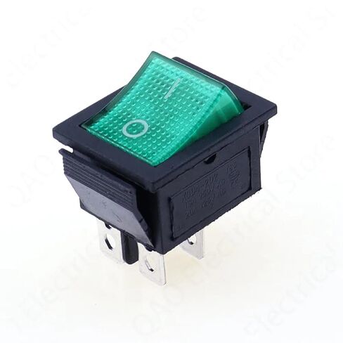 KCD4 مفتاح الروك 4 دبوس ON-Off 2 موضع مع مفتاح طاقة مضيء باللون الأحمر والأزرق، 16A 250VAC 20A 125VAC (أسود) in Kuwait