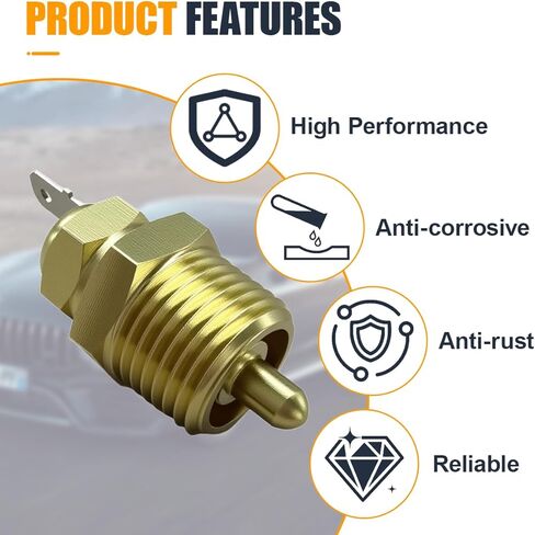 3/8 "NPT مروحة ترموستات مفتاح درجة الحرارة 185 إلى 170 درجة، مفتاح استشعار حراري لمروحة تبريد المحرك الكهربائي التلقائي مع جسم نحاسي، يناسب مراوح المبرد 10" 12" 14" 16" ، مروحة مزدوجة متوافقة in Kuwait