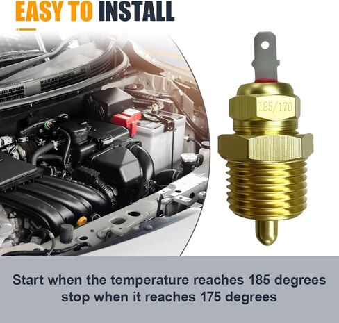 3/8 "NPT مروحة ترموستات مفتاح درجة الحرارة 185 إلى 170 درجة، مفتاح استشعار حراري لمروحة تبريد المحرك الكهربائي التلقائي مع جسم نحاسي، يناسب مراوح المبرد 10" 12" 14" 16" ، مروحة مزدوجة متوافقة in Kuwait