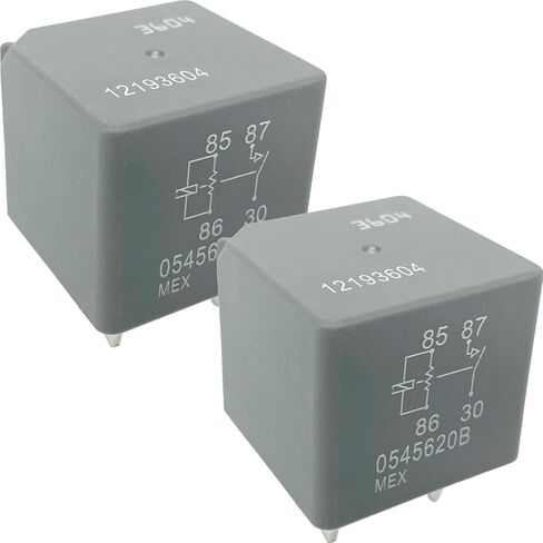 2-Pack 12193604 Relay - 30A 12VDC 4-Pin SPST Auto Relay - متوافق مع مركبات GM (لشفروليه سيلفرادو، Buick Enclave) - يعمل على إصلاح أعطال التيار المتردد ومشكلات نظام التشغيل in Kuwait