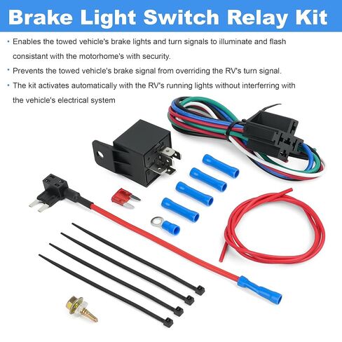 Brake Light Switch Relay Kit Flat Tow Turn Signal Toad Lamp Override Wiring Set-Up 88400 for Towed Vehicles RV Motorhome in Saudi Arabia