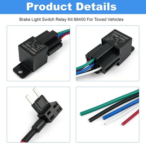 Brake Light Switch Relay Kit Flat Tow Turn Signal Toad Lamp Override Wiring Set-Up 88400 for Towed Vehicles RV Motorhome in Saudi Arabia