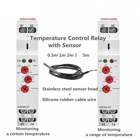 GRW8-01/02 Temperature Control Relay 16A AC/DC24-240V with Waterproof Sensor Heating & Cooling(GRW8-02-2m Sensor) in Saudi Arabia