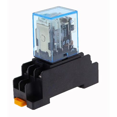 مرحل طاقة LY2NJ 10A DPDT مع قاعدة مقبس، ملف 8 دبابيس، تيار مستمر 12 فولت - 380 فولت، متوافق مع HH62P HHC68A-2Z، معتمد من CE (48 فولت تيار متردد) in Kuwait