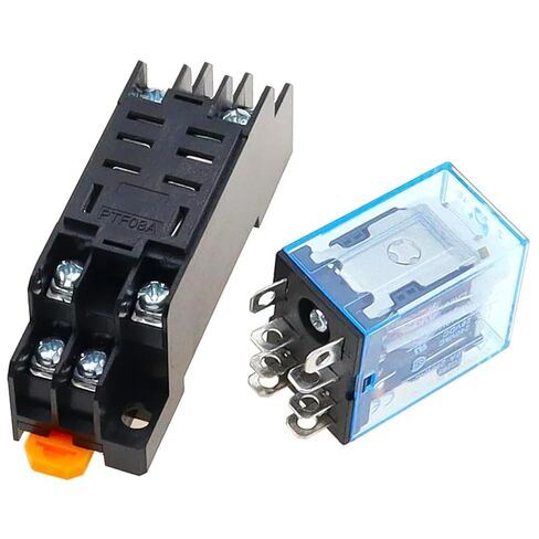 LY2NJ 10A 8 Pin DPDT مرحل الطاقة مع قاعدة المقبس، تيار مستمر 12 فولت/24 فولت/36 فولت/48 فولت/110 فولت/220 فولت، HH62P HHC68A-2Z، مرحل ملف، مختوم بالإيبوكسي (36 فولت تيار مستمر) in Kuwait