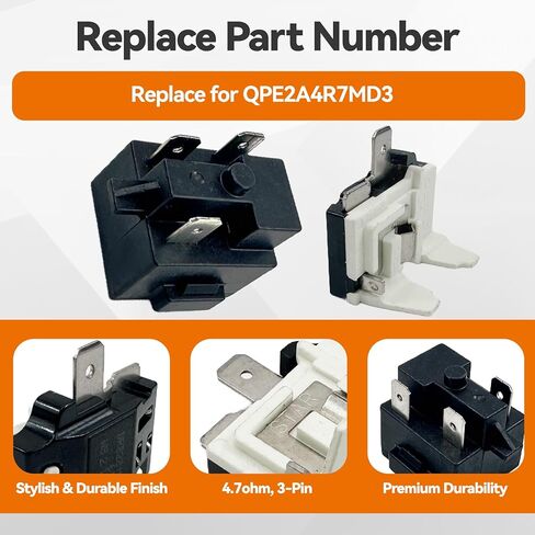 QPE2-A4R7MD3 3 دبابيس ثلاجة فريزر PTC مجموعة حماية التحميل الزائد المتوافقة مع ميديا ​​إل جي ماجيك شيف دانبي، أسود in Kuwait