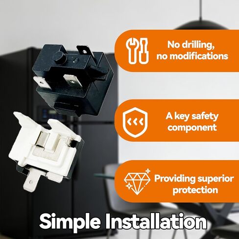 QPE2-A4R7MD3 3 دبابيس ثلاجة فريزر PTC مجموعة حماية التحميل الزائد المتوافقة مع ميديا ​​إل جي ماجيك شيف دانبي، أسود in Kuwait