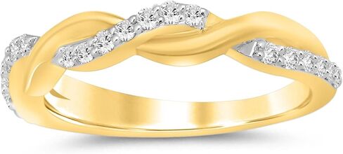 La Joya 1/4-1/2 CT TW Certified Lab Grown Intertwined Diamond Ring Bands | Solid 10k White Gold Twisted Vine Inspired Diamond Wedding Band | Sparkling GH VS/SI Diamond Ring for Women in Kuwait