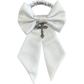 Boys Communion Armband White Shantung Sateen with Cross Charm in Kuwait