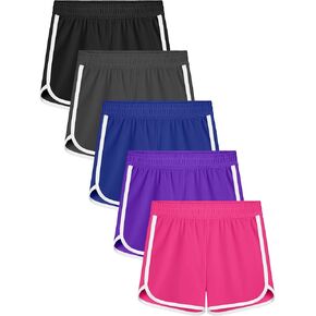 Resinta 5 Packs Girls Athletic Shorts Toddler Soccer Sports Shorts Kids Quick Dry Gym Running Short in Kuwait