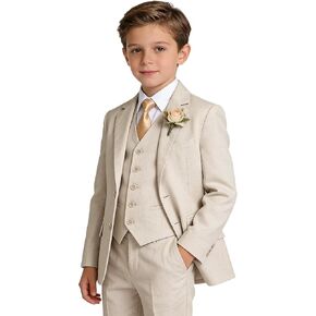 الأولاد الكتان البدلة الرسمية 3 قطعة طفل سهرة لفصل الصيف الشاطئ الزفاف الزي سليم صالح الاطفال الدعاوى سترة سترة السراويل in Kuwait