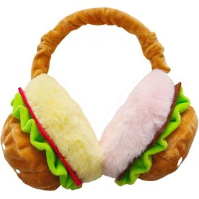 Holiberty Kids Boy Winter Warm Earmuffs Cute Fun Hamburger Stuffed Plush Ear Muffs Girls Furry Xmas Outdoor Ear Warmers Gift in Kuwait