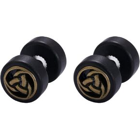 Cupimatch 3 Pairs Wood Tree of Life Celtic Knot Lion Head Studs Earrings, 10mm Gauges Cheater Fake Illusion Screw Ear Piercing Plugs Tunnel Earrings, Wood, No Gemstone in Saudi Arabia