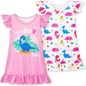 2Pcs Girls Cute Dress Flutter Short Sleeves 3-7 Years Soft Casual Dress in Saudi Arabia