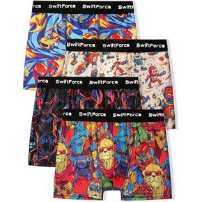 Boys Boxer Briefs, 4 Pack, Extra Soft,Tagless, 4-Way Stretch, Moisture Wicking, Athletic Style with Cooling Effect in Saudi Arabia
