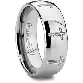 Credendum Catholic Tungsten Wedding Band Religious Tungsten Cross Ring 6mm 8mm in Kuwait
