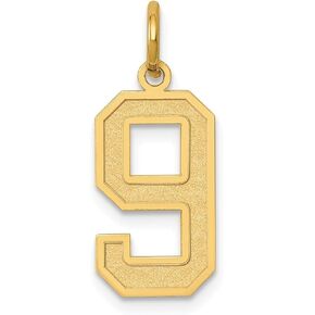 10k Yellow Gold Number 9 Pendant, Block Style Design with Textured Finish, Bold Numerology Jewelry for Men and Women, Real Gold Charm for Necklace, Unisex Fashion Statement Number Pendant in Saudi Arabia
