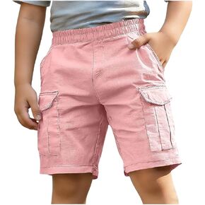Boys Pull On Cargo Shorts Multi Pockets Kids Elastic Waisted Shorts Summer Beach Casual Short Pants for Hiking 4-13 Years in Kuwait