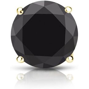 Diamond Wish 18k Yellow Gold Round SINGLE Black Diamond Stud Earring (1/4 to 2cttw) 4-Prong Basket, Screw-Back in Saudi Arabia