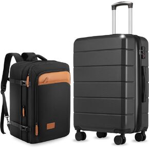 Luggage Sets 3 Piece, Expandable Hardshell Suitcase with TSA Lock & Silent Spinner Wheels, Lightweight Hardside Travel Suitcase Set for International Trips (20/24/28 in, Black) in Saudi Arabia