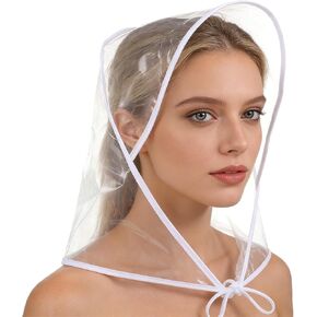 6PCS Clear Waterproof Hat, Plastic Rain Hat for Unisex Men Women, Rain Bonnet with Visor Clear, Lady Rain Wear, Protect Hairstyle, Rain Cover, Rain Cap for Head (White Extra Thick) in Saudi Arabia