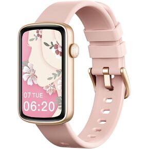 Fitness Watches for Women, LYNN2 Fitness Tracker with Heart Rate Monitor Blood Oxygen/Sleep Tracker Pedometer, Slim Step Tracker Watch for iOS/Android Phones Waterproof (Pink) in Kuwait