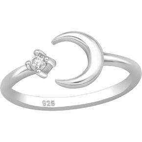 Crescent Moon with Very Tiny Cubic Zirconia 925 Sterling Silver Toe Ring (Adjustable) in Saudi Arabia
