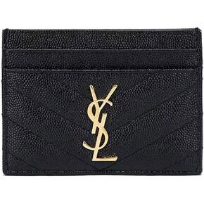 حاملة بطاقات، جلد أسود، شعار ذهبي، محفظة صغيرة الحجم in Kuwait