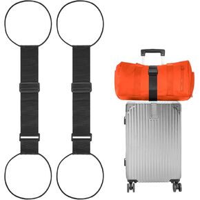 BILIONE Add a Bag Luggage Straps 2 Pack, Adjustable Bungee Elastic Belt to Connect Two Suitcases, Secure Carry On & Travel Essentials (Black) in Kuwait