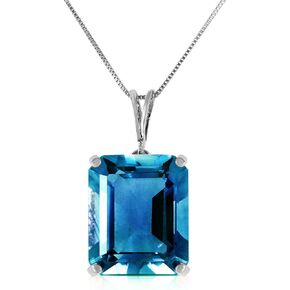 Galaxy Gold GG 14k Solid White Rose Yellow Gold Necklace with 7.0 Carat (CTW) Octagon Shaped Natural Blue Topaz in Kuwait