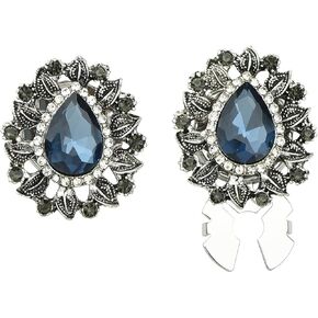Vintage Rhinestone Teardrop-Shaped Flower Button Covers & Cufflinks Set - Snap-On Jewelry Clips for Shirts, Tuxedos, Dresses Wedding, Party, Formal Events Gift in Saudi Arabia