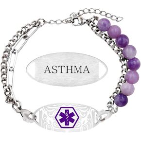 سوار تنبيه طبي مقاوم للماء، حجر قابل للتعديل مطرز مع علامة من الفولاذ المقاوم للصدأ مجوهرات لمرضى السكري أساور تنبيه Eliquis للنساء YA5493 in Kuwait