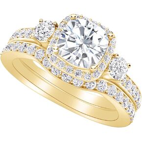 وسادة من 1 إلى 6 قيراط من الذهب الأبيض عيار 14 قيراط والماس LAB GROWN ومجموعة زفاف من الألماس (مركز 1 قيراط، جودة الإرث AAAA) in Kuwait