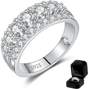 Moissanite Wedding Anniversary Rings for Wife Sentimental Thank You Gifts, 1.62CT Moissanite Half Eternity Ring Band, D Color VVS1, 925 Sterling Silver, White Gold Plated, Size 5-9 in Saudi Arabia