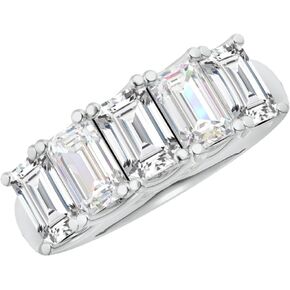 هيوستن دايموند ديستريكت 1 إلى 6 قيراط LAB GROWN Emerald Cut 5 Stone Ring Diamond مجموعة قيمة خاتم الزفاف (E-F Color VS1-VS2 Clarity) in Kuwait