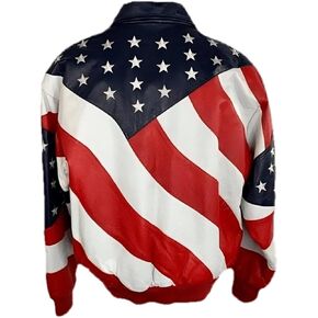 Mens USA Independence Day Michael Wheremi Hoban American Flag Motorcycle Biker Leather Jacket Men in Kuwait
