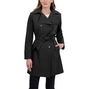 Calvin Klein Women's Trench Coat, Double Breasted with Detachable Hood and Belt, Black, Large in Saudi Arabia